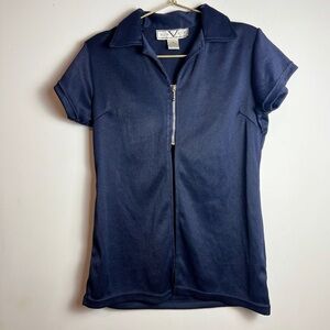 Vintage Zip up Voices Top Navy medium
